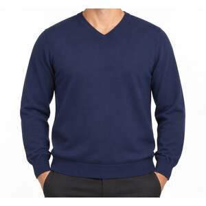 James Tattersall Sweater Mens XL Blue Knitted Wool Cashmere V-Neck Pullover
